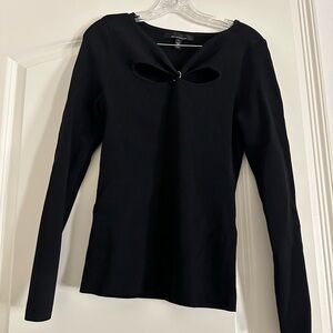 Elegant Black Long Sleeve Top Size L
